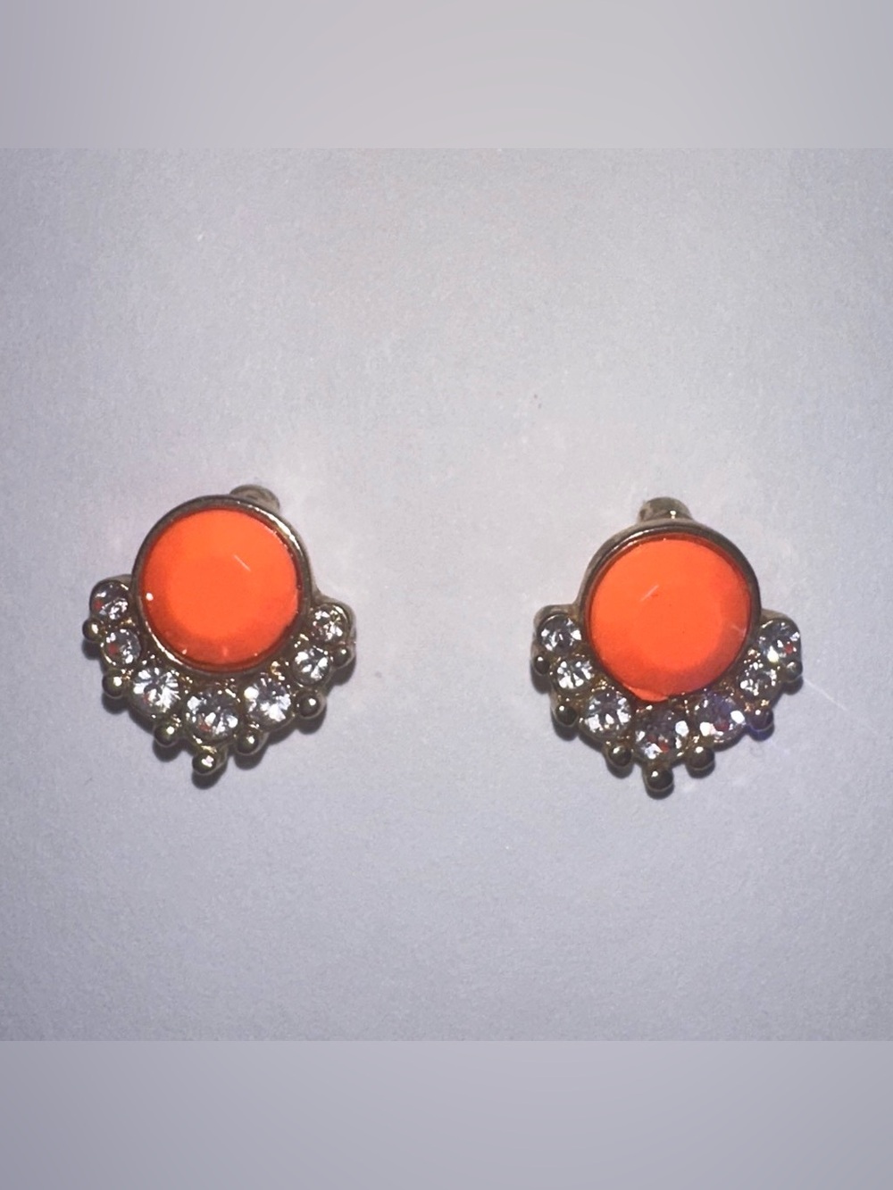 Anthropologie Orange Crystal Accent Stud Earrings - Women Jewelry